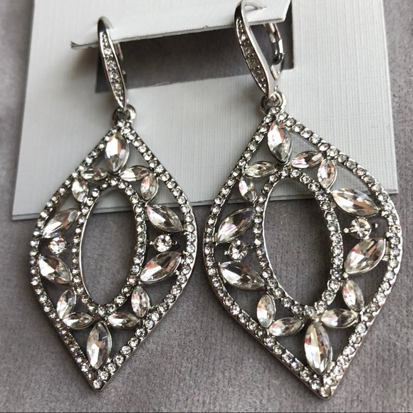 JENNY PACKMAN SILVER CRYSTAL CHANDELIER EARRINGS - Picture 3 of 13